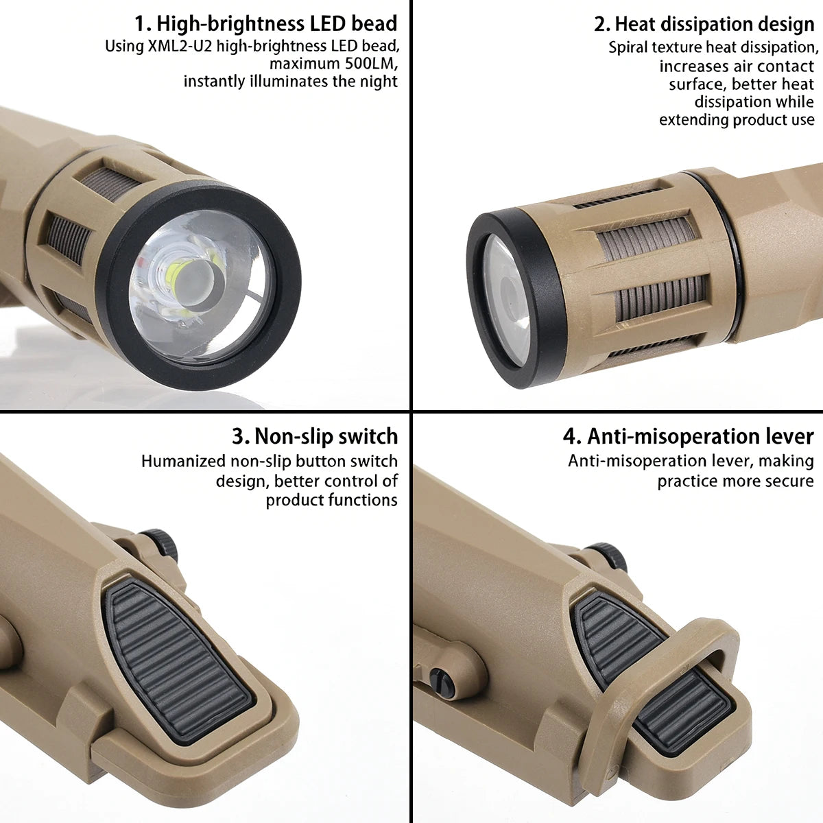 Tactical INFORCE WML Scout Light Rifle Flashlight Picatinny Rail for AKTorch AR15 HK416 AirsoftHunting Constant Strobe Momentary