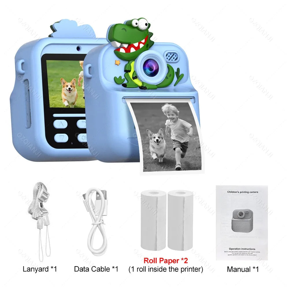 Mini 58mm Thermal Printer Kis Digital Camera HD1080P Instant Print Photos Video Recording Machine 32G SDCard for Children Gifts