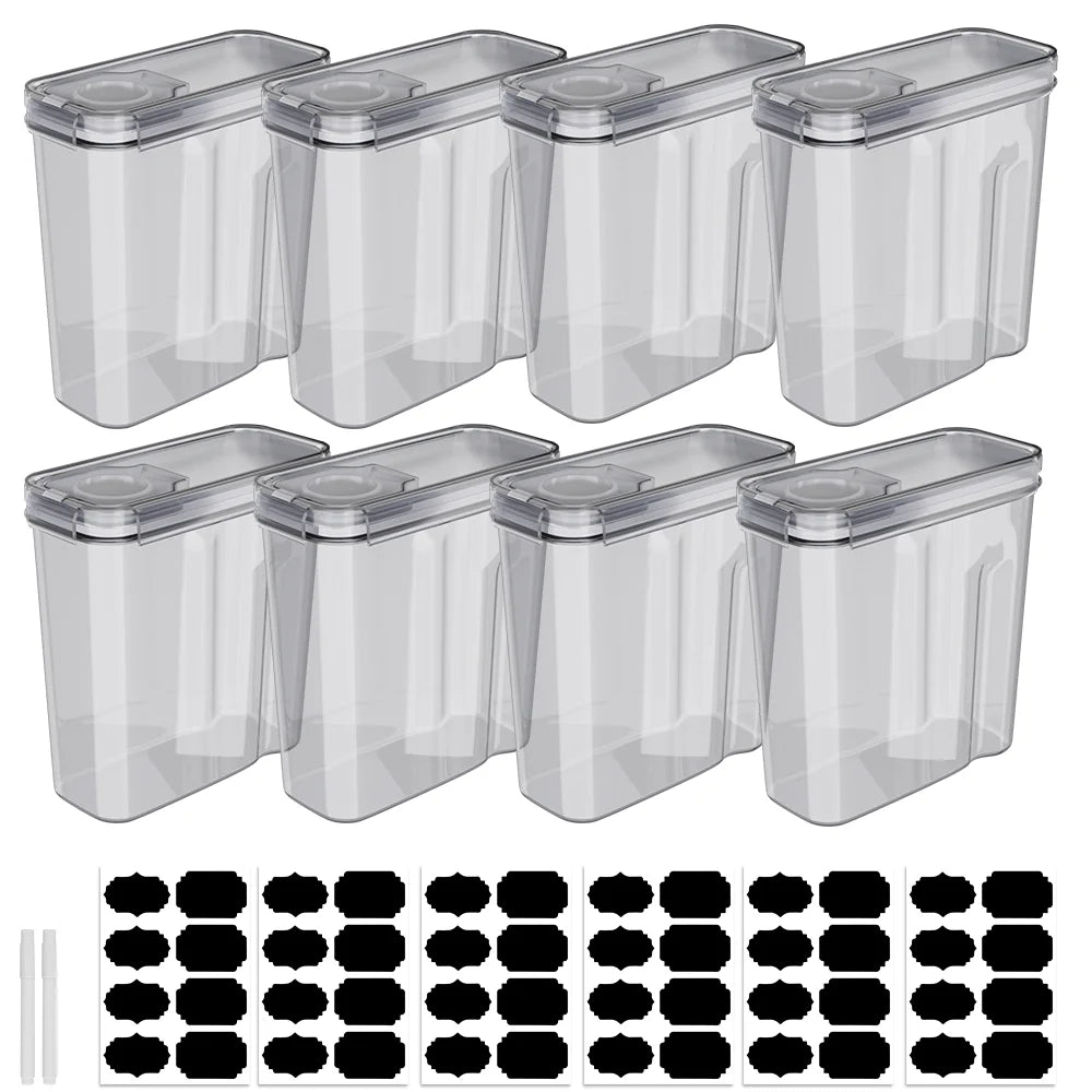 Airtight Food Storage Containers With Lid 4/8/12Pcs Storage Jar Cereal Dispenser Kitchen Organizer Transparent Sealed Tank