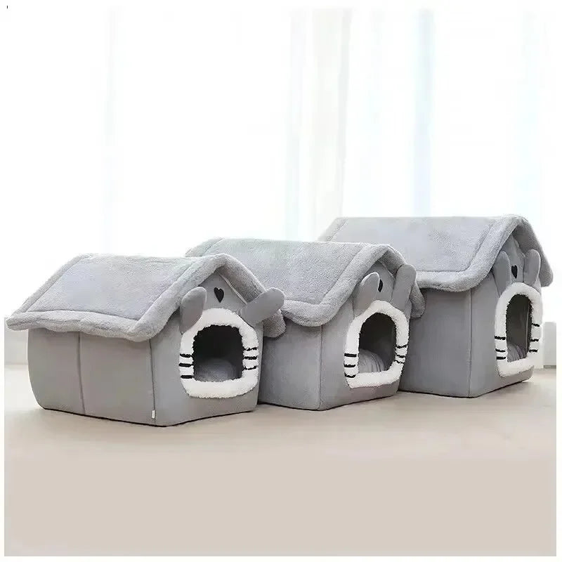 Indoor Warm Dog House Soft Pet Bed Tent Kennel Cat Bed with Removable and Washable Cushion, Suitable for All Seasons
