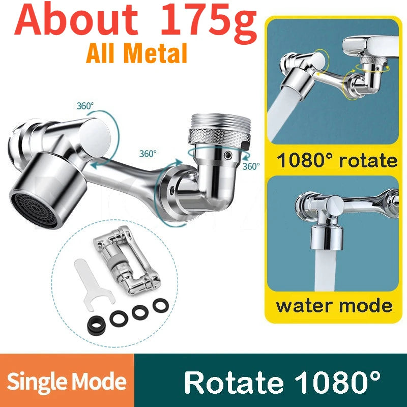 Metal 1080° Universal Rotation Faucet Sprayer Head 22/24mm Adapter Washbasin Faucet Extender Aerator Bubbler Nozzle Kitchen Tap
