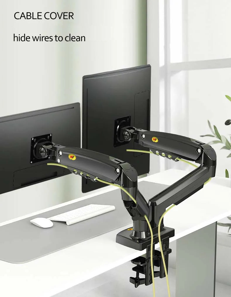 NEW F160 Gas Spring 10'-27' Dual Monitor Holder Arm Desktop 360 Rotate Computer Holder 2-9KG Monitor Bracket with 2 USB3.0