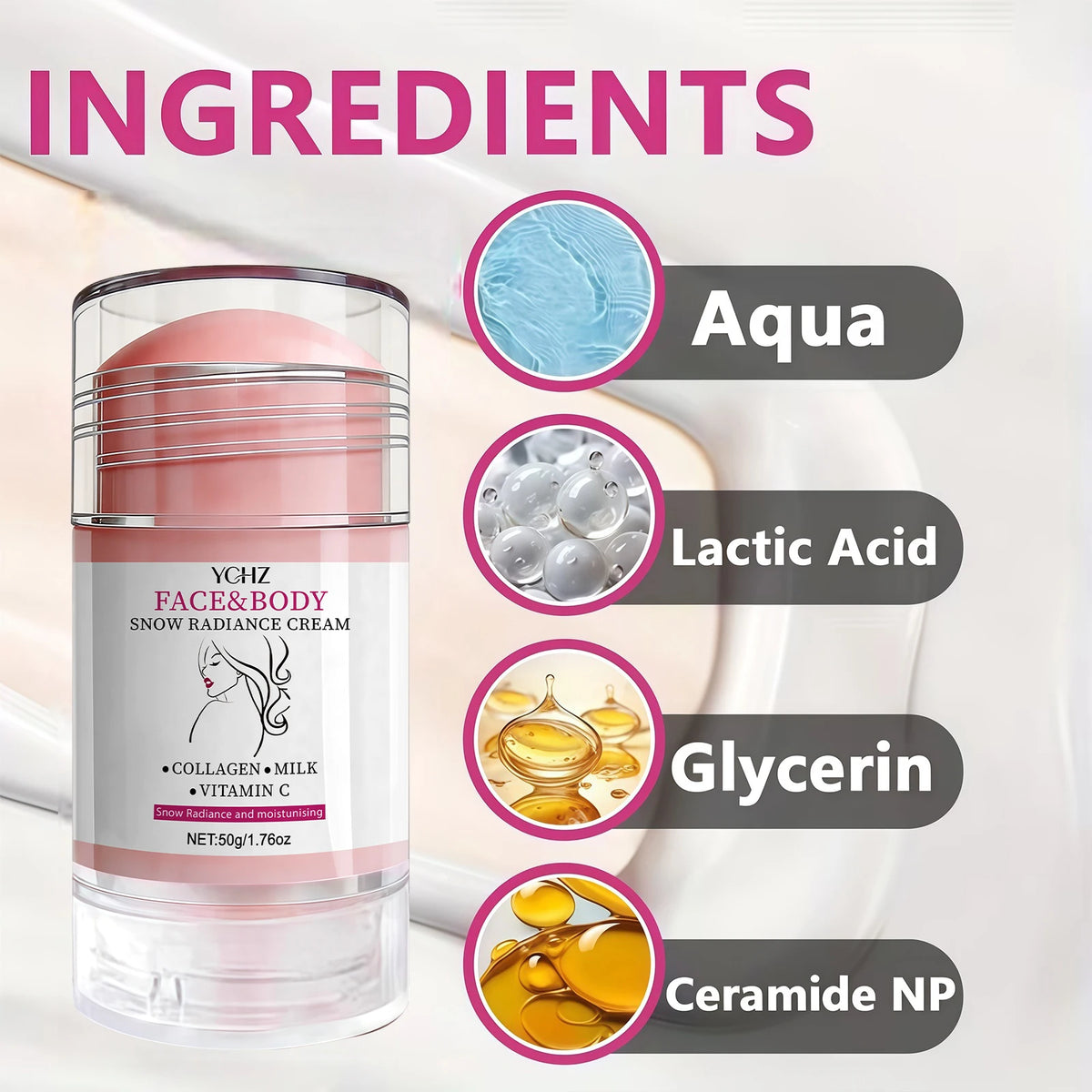 Face and Body Brightening Stick - Brightening Cream, Perfect for Use on the Face, Neck, Underarms, Joints, Etc., Gentle Formula, Provides Brightening and Moisturizing, Suitable for Both Men and Women, 50g