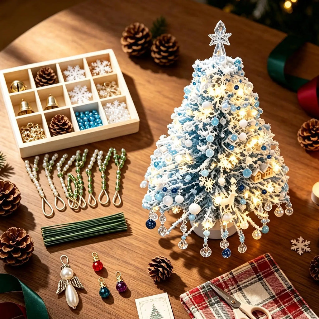 DIY Beaded Christmas Tree Kit Handmade Creative DIY Beading Project Set 3D Crystal Bead Holiday Craft Set for Women Men Home