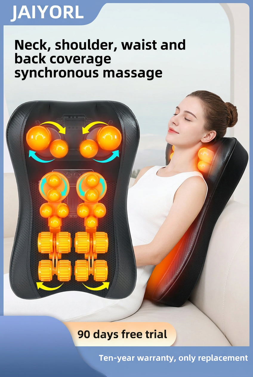 Shiatsu Neck Massage Pillow Electric Cushion Back Massager Deep with Heat Tissue Kneading for Shoulder Relax Muscles