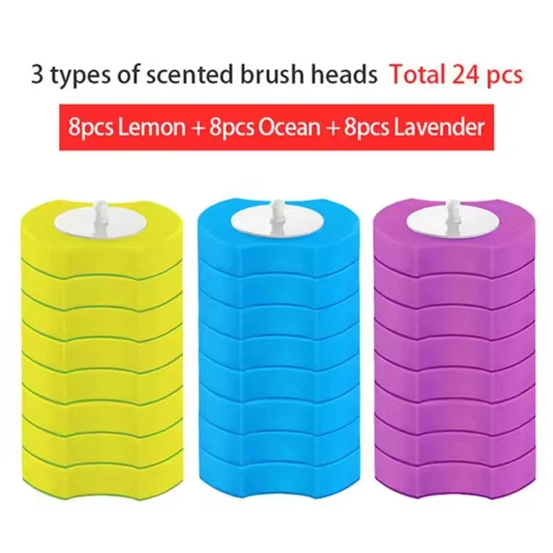 24PCS Disposable Toilet Brush Heads Toilet Bowl Wand Refills Bowl Cleaners Scrubbing Pads for Bathroom Toilet Household Cleaning