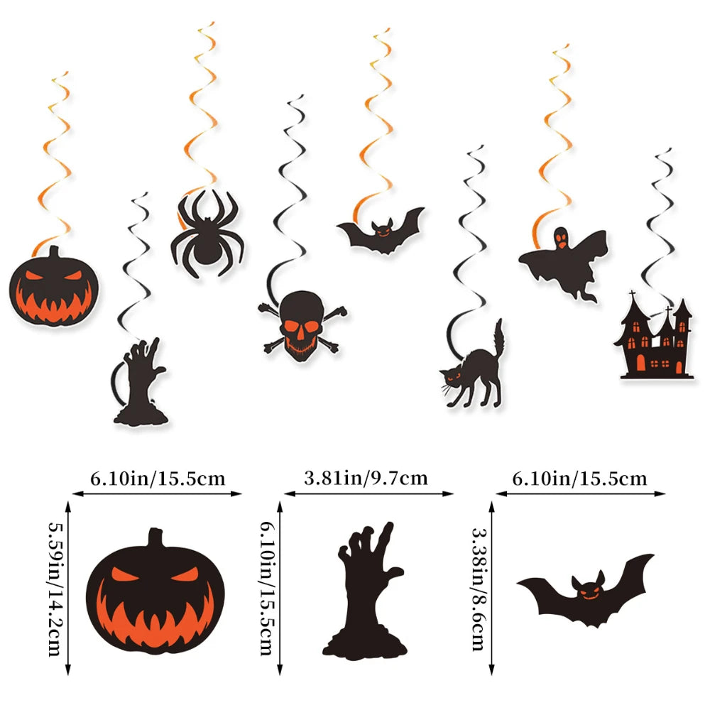 Halloween Decorations, Party Supplies Set Includes Happy Halloween Banner Skeleton-Themed Bunting Garland Wall Stickers Party