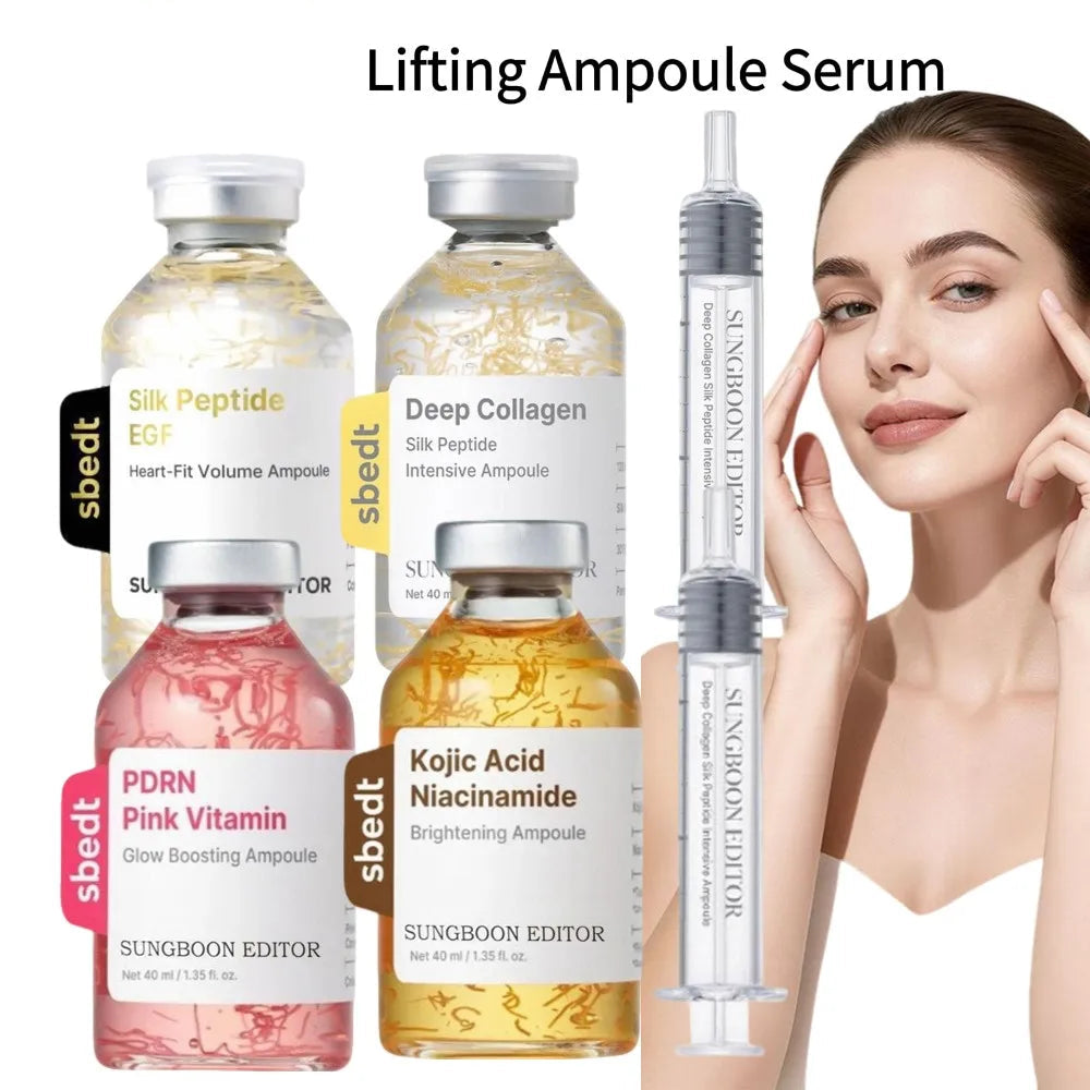 Lifting Ampoule Serum 40ml Set Skin Care Essence Silk Peptide Kojic Acid Niacinamide Collagen Vitamin Anti-Wrinkle Moisturizing