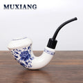Ceramic Smoking Pipe With Bent Acrlyic Stem Mouthpiece Filter Screen Filter Pipe China Pottery 9mm