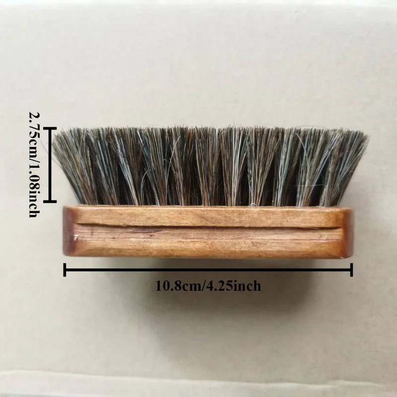 Brown Solid Wood Horsehair Shoe Brush. It Can Be Used for Oiling, Polishing, Removing Dust and Maintaining Leather Products.
