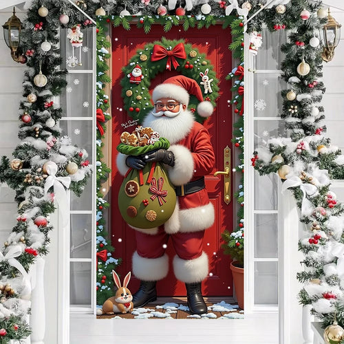 Christmas Door Hanging Banner Merry Christmas Decoration For Home  Navidad Christmas Wall stickers Xmas Gift New Year