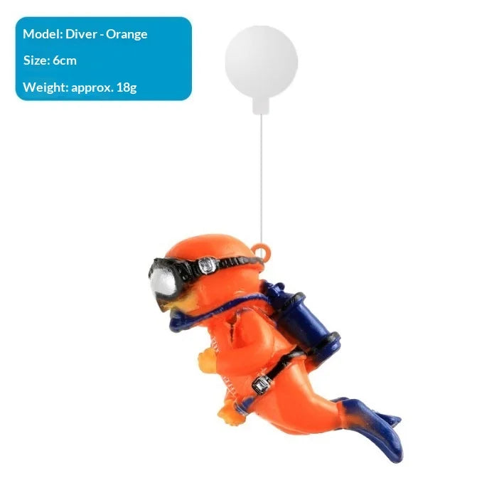 Mini Floating Diver Aquarium Ornaments Fish Tank Decoration Luminous Green Cute Small Floating Ball Aquarium Accessories Acuario