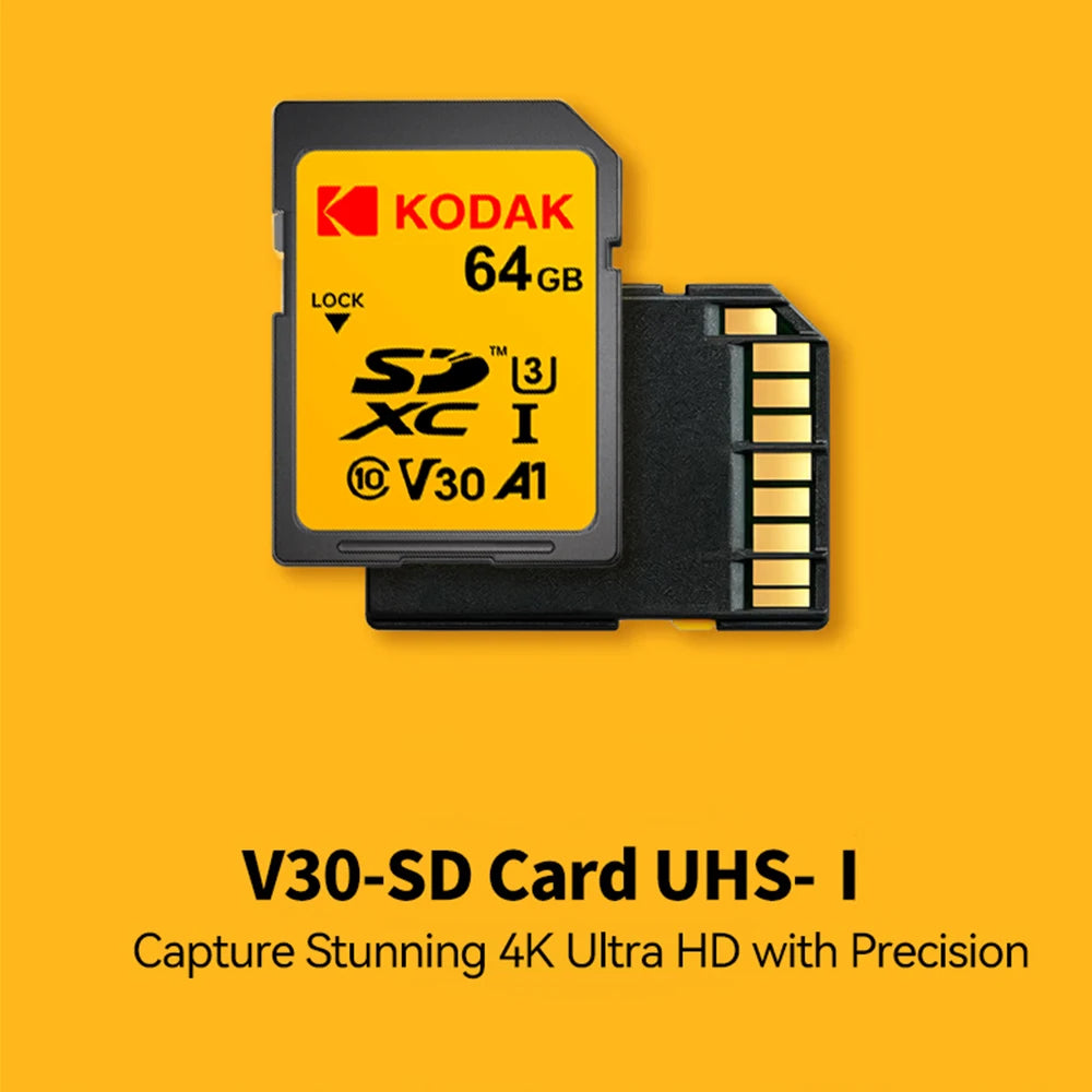 KODAK V30 256GB SD Card UHS-I U3 High Speed Up To 100MB/s Perfect for Full HD Video 64G 128G SD Memory Card SDXC for Camera