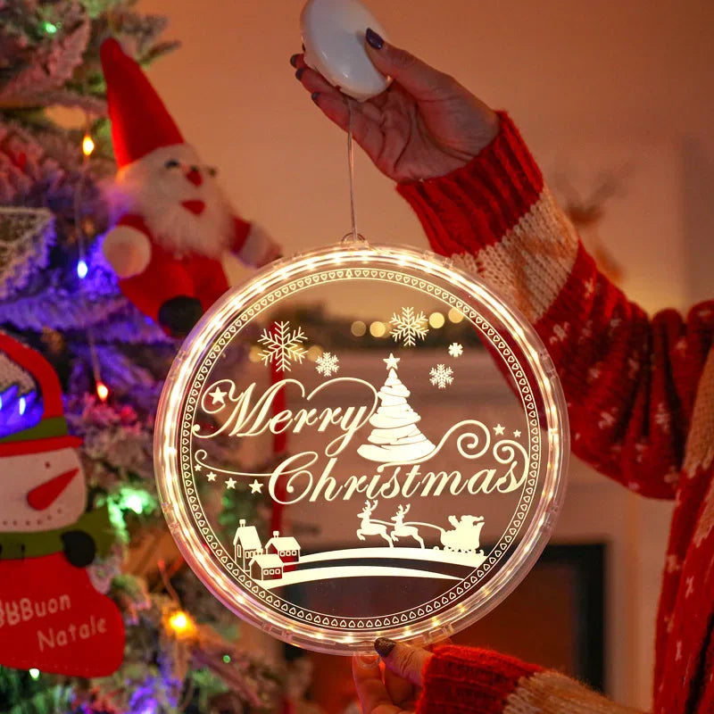 Merry Christmas LED Fairy Lights Santa Claus Elk Living Doors Windows Decoration New Year Gift  Christmas Tree Hanging Light