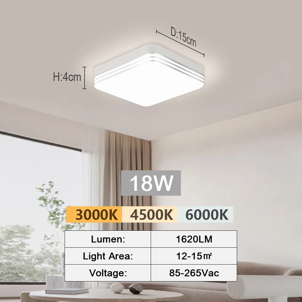 Round LED Ceiling Light Simple Square Ceiling Lights Modern Kitchen Ceiling Lighting Fixture Led Panel Lamp for Balcony Corridor