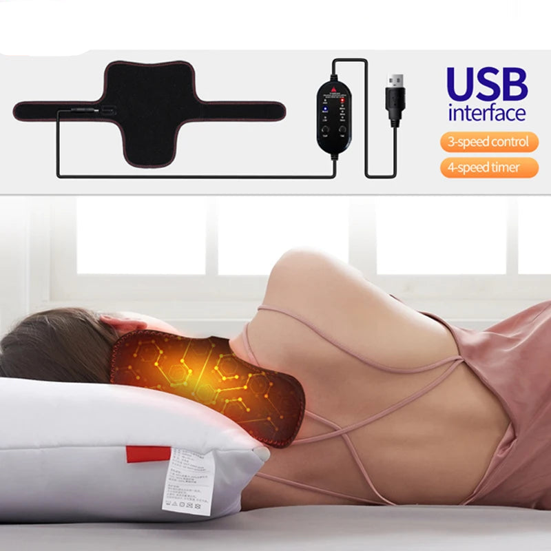 Electric Heated Neck Brace Massager Belt with 3 Adjustable Temperature Levels for Warmth And Neck Massage Relaxation Support