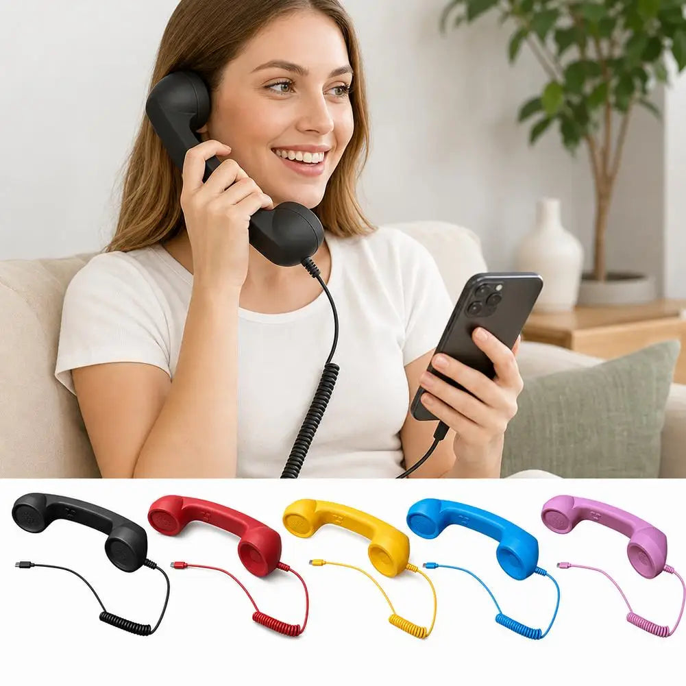 Retro Telephone Handset Receiver Type C 3.5mm Direct Plug Handheld For Mobile Phones PC Computer