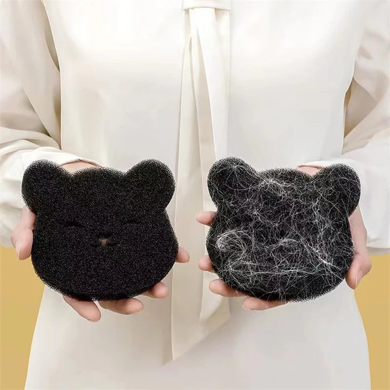 4/2 Sets of Household Pet Hair Remover, Machine Washed Bear Sticky Sponge, Reusable, Suitable for Washing Machine, Dryer, Black