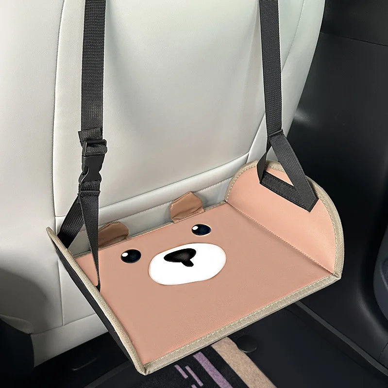 Poggiapiedi universale per seggiolino auto per bambini con cartoni animati, amaca poggiapiedi portatile per sedile posteriore auto con motivo a orsetto