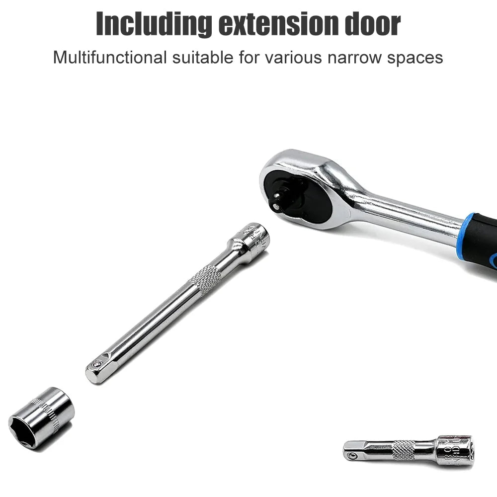 Ratchet Socket Wrench Set 108pcs With Tap and Tap Wrench Car Repair Tool Sets Ratchet Torque Wrench Combo Kit Ratchet Spanner Screwdriver Bits Hand Tool