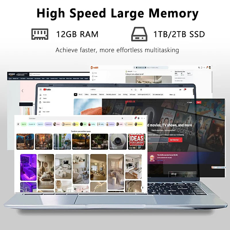 14.1" Laptop Computer PC Intel Core i7 8650U Atom 3950 Ultra Slim Notebook 12GB RAM 1TB 2TB SSD Office Study Windows 11 1920*1080