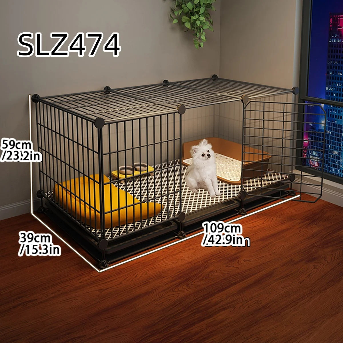 Dog Cage for Small Dogs Like Pomeranian, Teddy, Bichon, Warm Winter Pet Kennel for Medium-Sized Dogs with Separate Toilet Area
