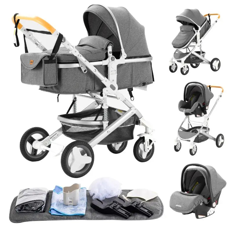 Newest 3 in 1 Baby Stroller Portable Travel Baby Carriage Folding Prams Aluminum Frame High Landscape Car for Newborn Baby
