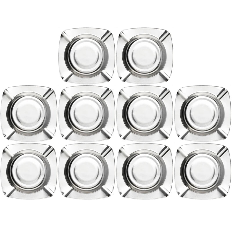 Stainless Smoke Ash Tray Smokeless Ashtray Holder Indoor Tabletop Metal Ash Tray Square and Round for Restrooms Coffee Shops