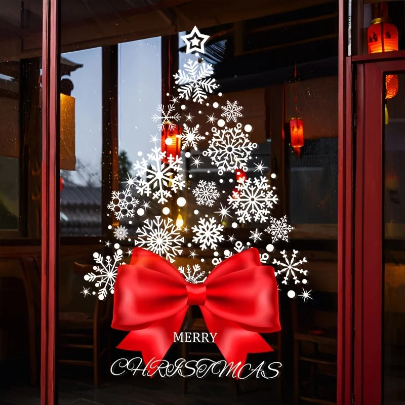 Christmas Stickers Merry Christmas Tree Stickers Are Static and Adhesive Free, Easy to Tear Off and Leave No Residue