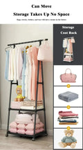 Simple Floor‑Standing Clothes Drying Rack with Wheels, Multifunctional Storage Garment Organizer, Practical Hanging Clothes Rack