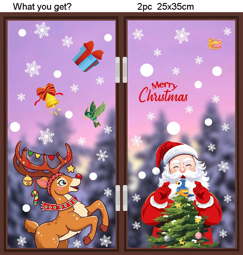 Merry Christmas Window Stickers Wall Sticker Xmas Decals Christmas Decorations For Home Shopping Mall Store Office Window