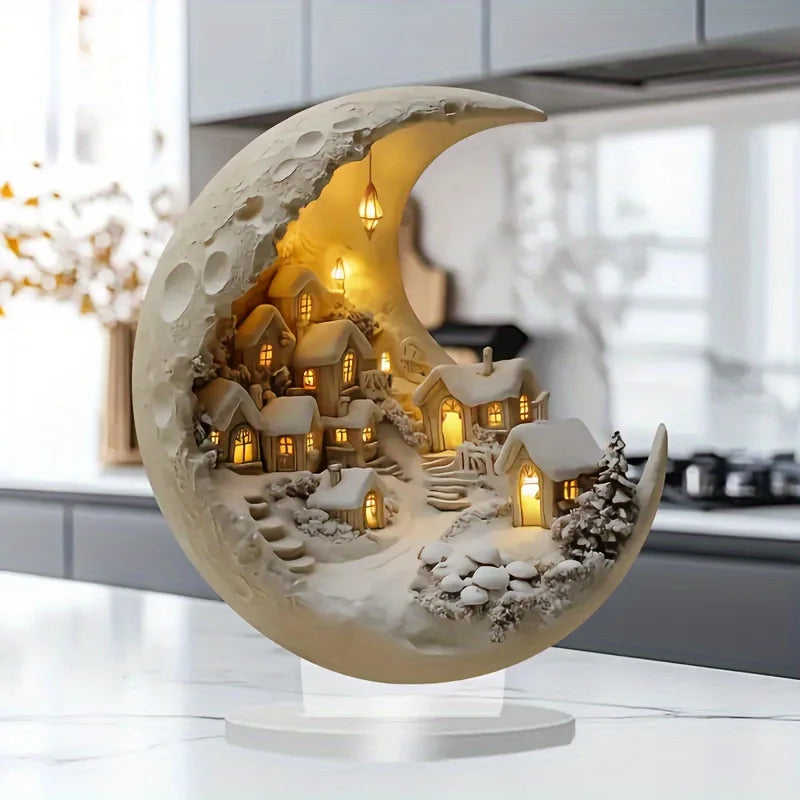 Christmas Xmas Tree Desktop Ornament Moonhouse DIY 2D Decoration Acrylic Merry Christmas Signs Plaque  New Year Party Gifts