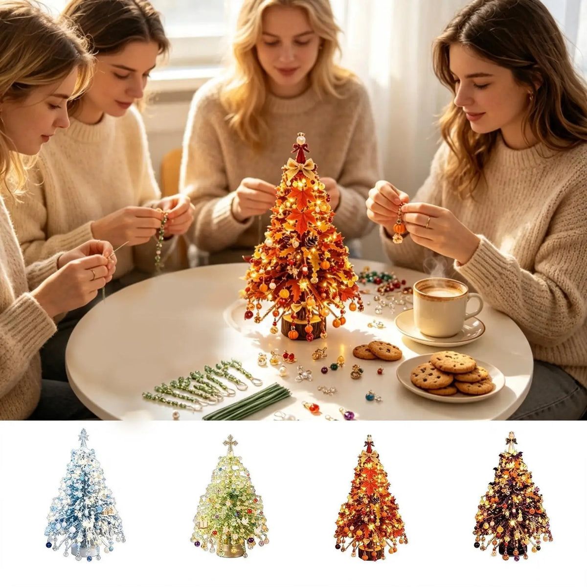 DIY Beaded Christmas Tree Kit Handmade Creative DIY Beading Project Set 3D Crystal Bead Holiday Craft Set for Women Men Home