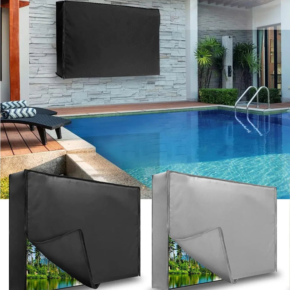 Outdoor TV Cover with Roll Up Front Flat Zipper Weatherproof TV Cover For Outside LED LCD Flat Screen 100" 90 85 75 65 55 inch