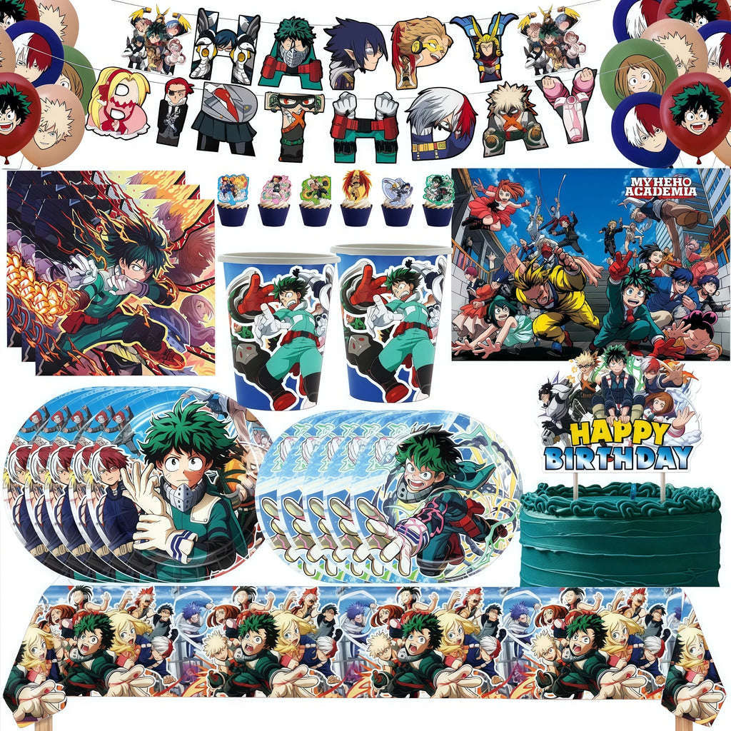 My Hero Academia Birthday Party Decoration Disposable Tableware Cup Plate Balloon Backdrop Banner Kid Favor Baby Shower Supplies