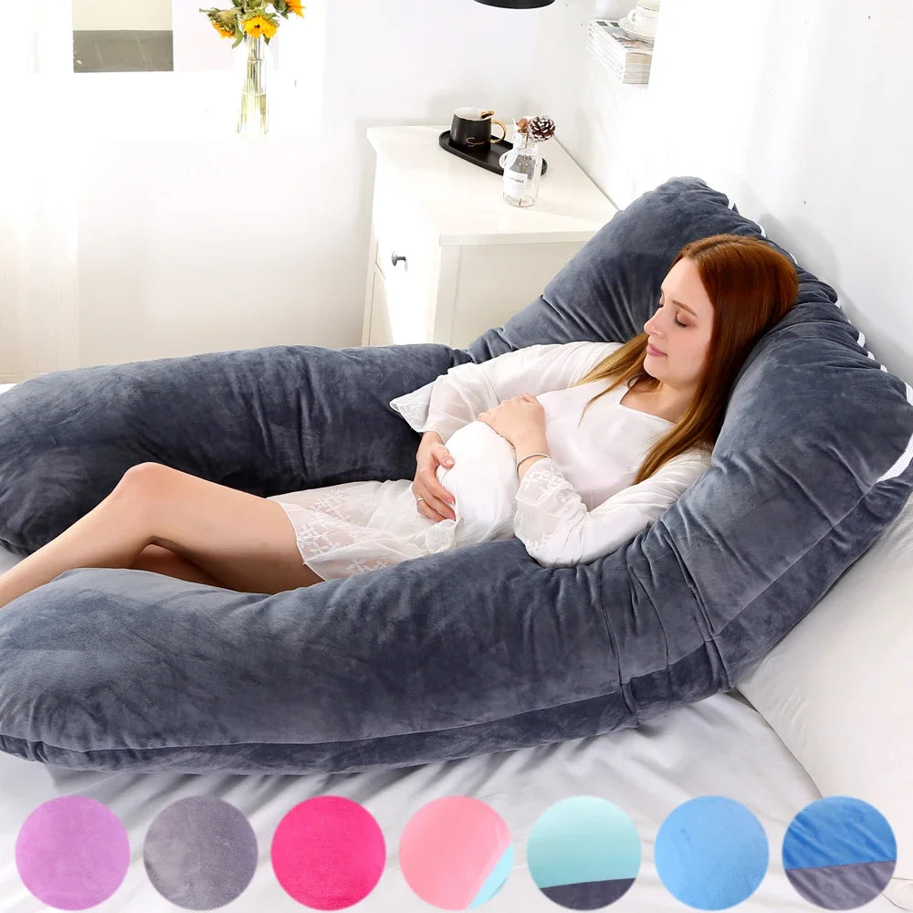 140x70cm 3000g 6.6lb Soft Pregnant Pillow U Type Lumbar Pillow Multi Function Side Protect Cushion for Pregnancy Women Velvet