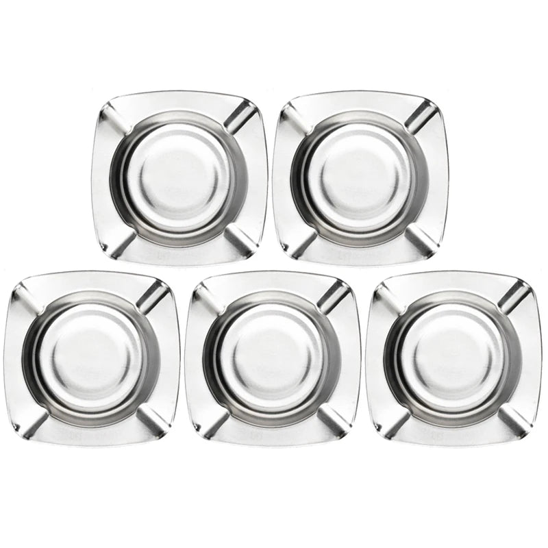 Stainless Smoke Ash Tray Smokeless Ashtray Holder Indoor Tabletop Metal Ash Tray Square and Round for Restrooms Coffee Shops