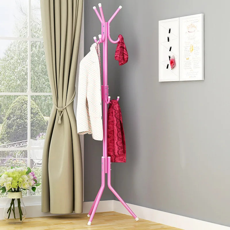 Adjustable Metal Coat Rack with 9 Hooks — Multi-Functional Single-Rod Clothing Rack, Column-Style Coat Rack, Upright Clothing Storage, Suitable for Home, Office, Dressing Room, Bedroom, Living Room, and Hallway — Special