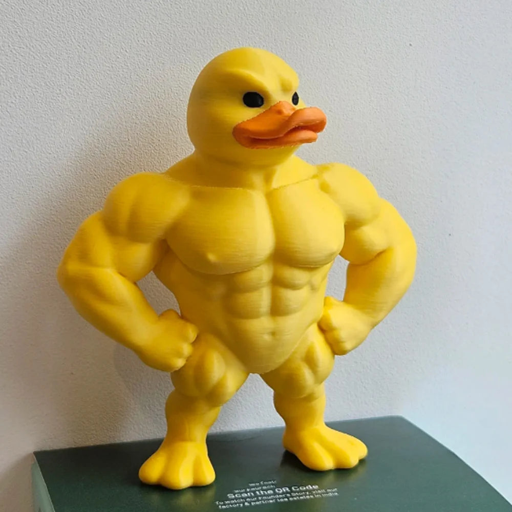 Muscle Duck Statue -3D Desktop Decor,Cute Bookshelf Whimsical Figurine,Multifunctional Indoor/Outdoor Decoration, Home Accessory