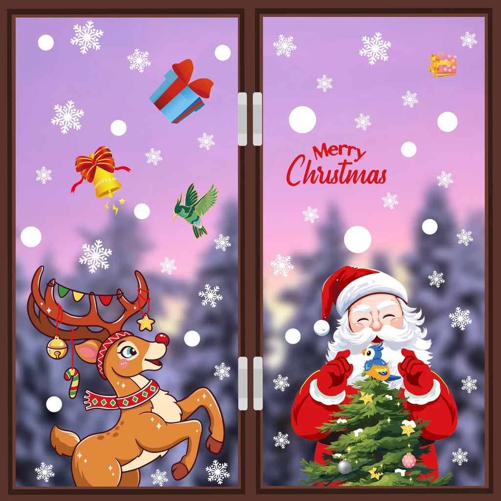 Merry Christmas Window Stickers Wall Sticker Xmas Decals Christmas Decorations For Home Shopping Mall Store Office Window