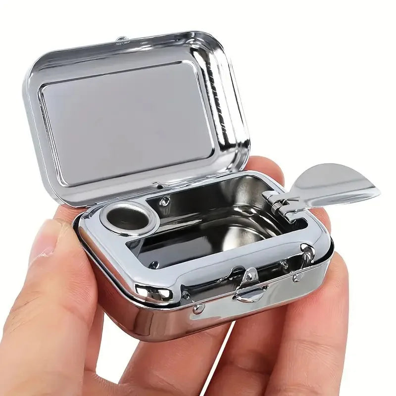 1pcs Stainless Steel Ashtray with Lid Smokeless Portable for Car Home Outdoor