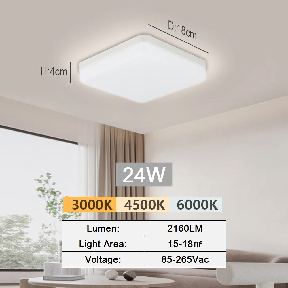 Round LED Ceiling Light Simple Square Ceiling Lights Modern Kitchen Ceiling Lighting Fixture Led Panel Lamp for Balcony Corridor