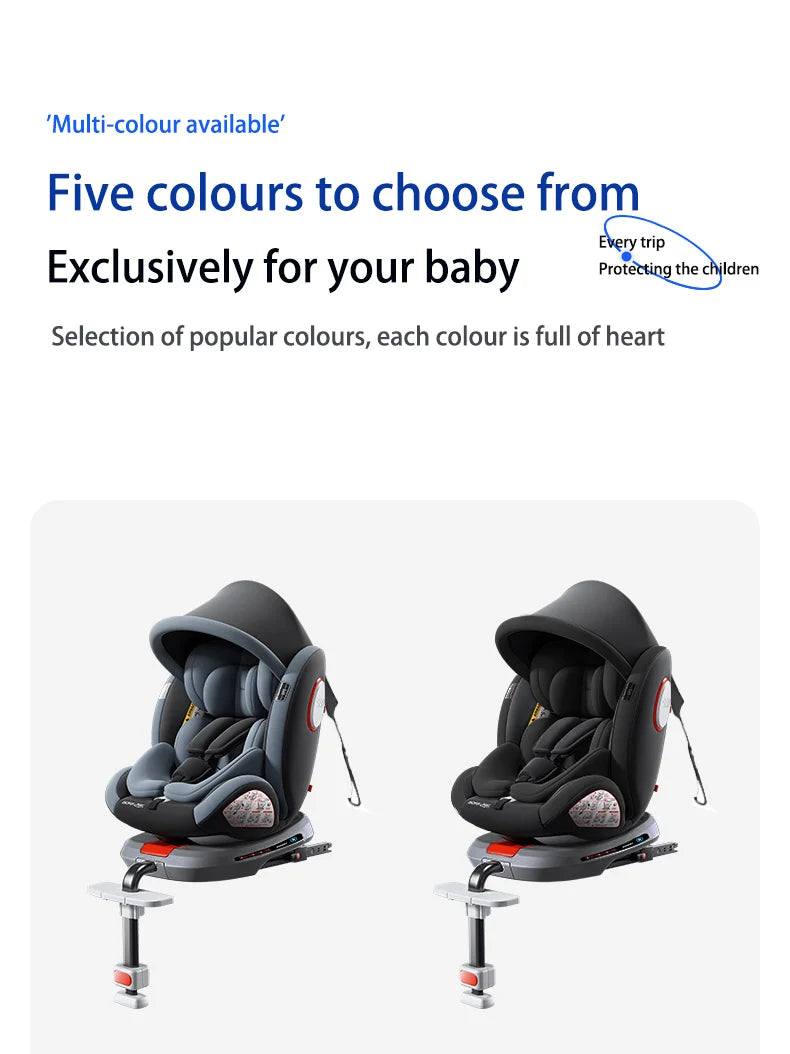360° Swivel Baby Car Seat with Easy In Out Rotation ISOFIX I-Size R129 Child Seat 40-150cm 10-Position Headrest 4 Recline Angles Thick Padded Seat Side Impact Protection Rearward & Forward Facing for Infant Toddler Kids