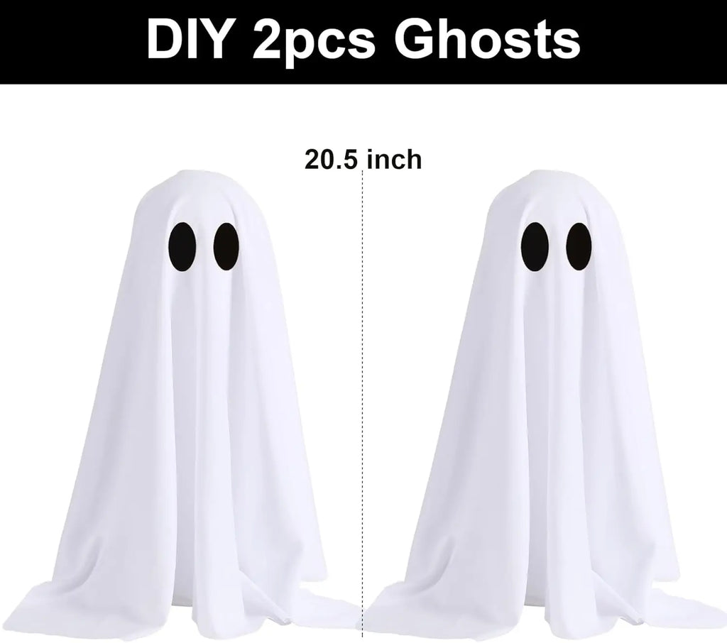 Halloween Ghost Decor with String Lights, 2 Pack - Haunted Hanging Ghosts for Home Party Table Room Kitchen Halloween