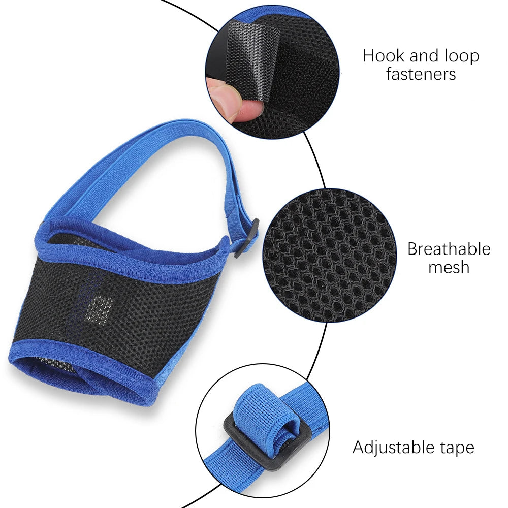 Dog Muzzle Anti-Barking Pet Adjustable Anti-Bite Puppy Breathable Soft Dog Mouth Cover Elastic Strap Pet Supplies Basket Muzzle