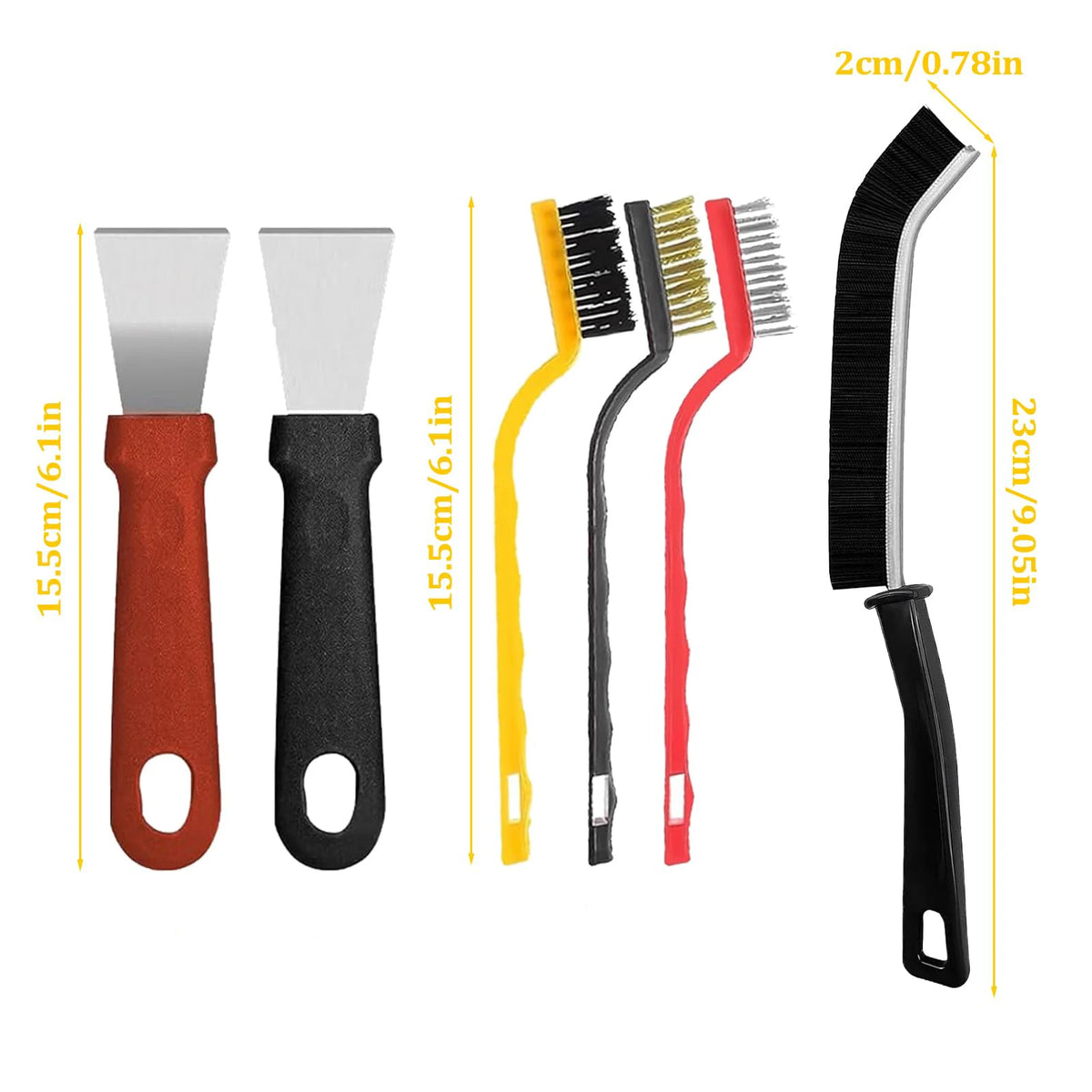 5/6/7pcs Cleaning Tool Set Multi-Surface Durable Brush Scraper for Gas Stove Range Hood Grime Removal Tools Home Outdoor Cleaner