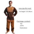 Halloween Costume Adult Couple Indian Native Clothes Women Men Primitive Man Caveman Costume Tassel Carnival Party Fancy Dress