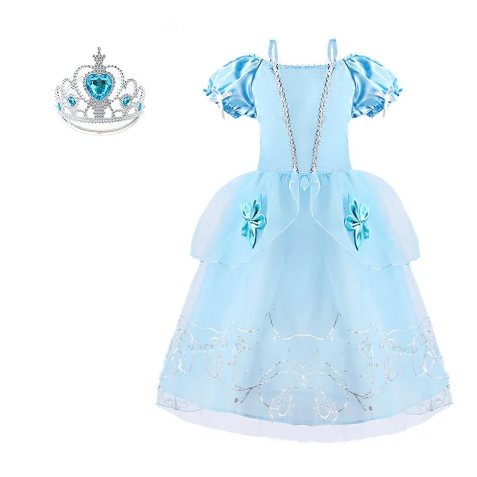 Rapunzel Dress for Girls Cinderella Belle Dress Up Fantasy Children Birthday Party Princess Costume Kids Halloween Clothes