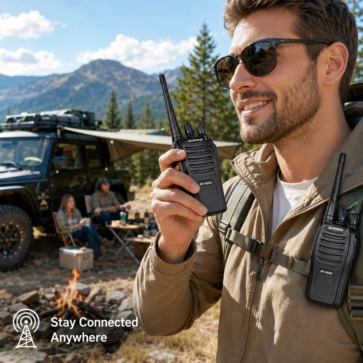 BAOFENG BF-666S Walkie Talkie 2PCS 5W Long Range Two Way Radio 1500mAh Portable Intercom VOX LED Flashlight for Security Outdoor