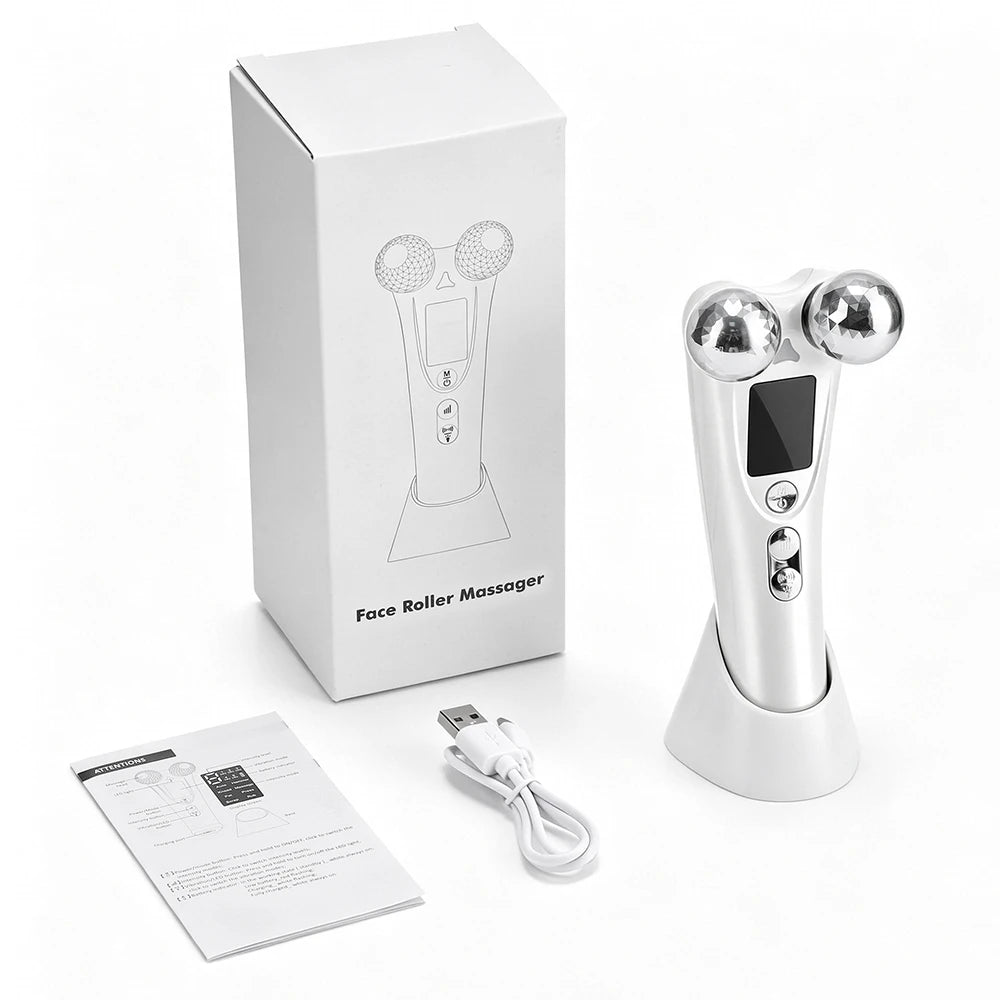 EMS Electric Face Beauty Device with Red Light Vibration 8 Modes 9 Intensities EMS Lifting Firming Tightening Facial Massager